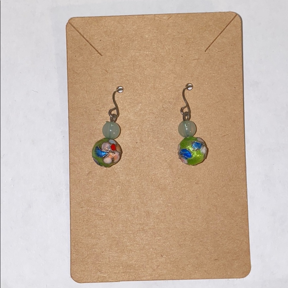 Dainty Flower ball Handmade Jade Earrings